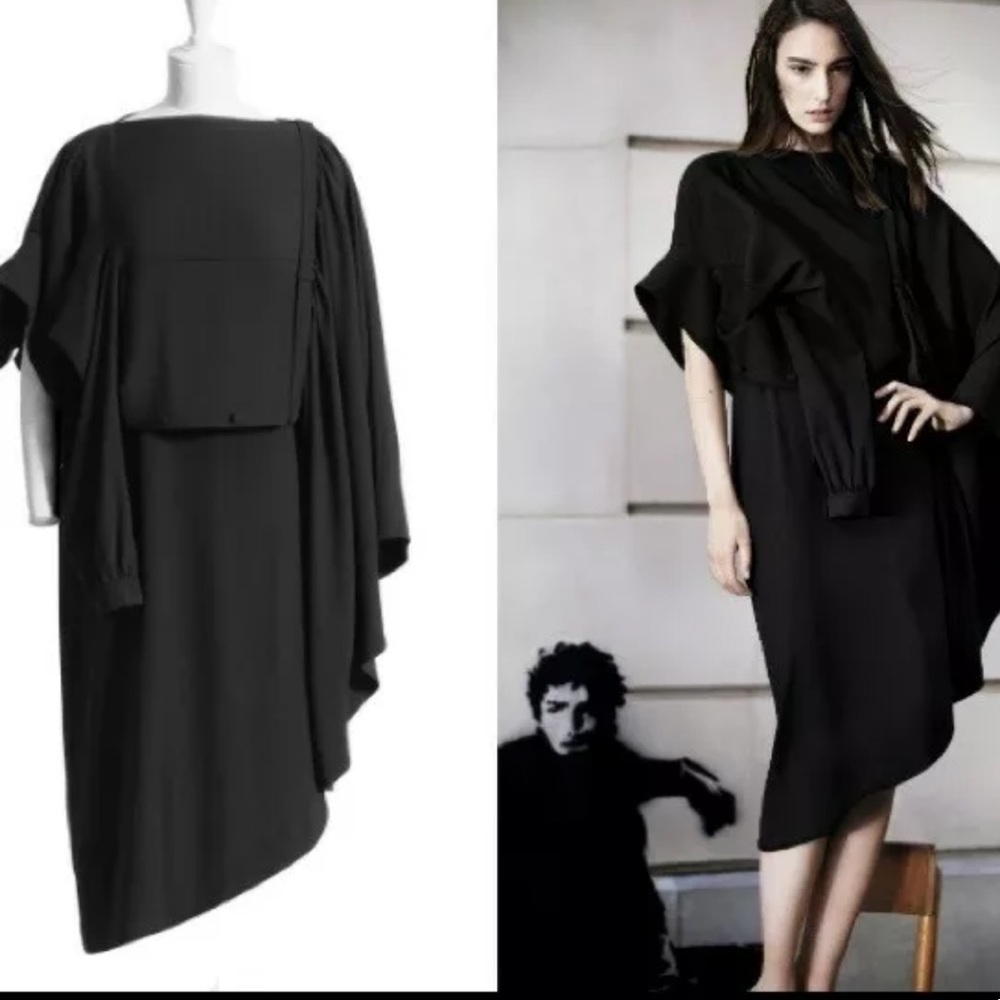 Maison Martin Margiela x HM Horizontally Worn Black Dress Size 32/XS RARE